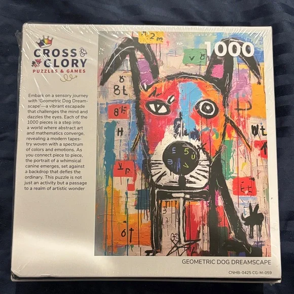 Geometric Dog Puzzle - Vibrant Multicolor Design - Picture 2 of 5